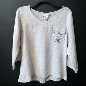 Paper Lacer women blouse Size: S color: Beige 100% Linen